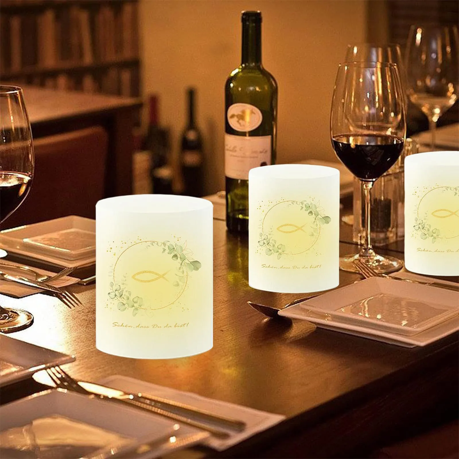 

10 лампочек в виде свечи, украшение для стола, украшение для причастия, подходит для церемоний причастия, восковая свеча для крещения, пластиковая крышка для чашки