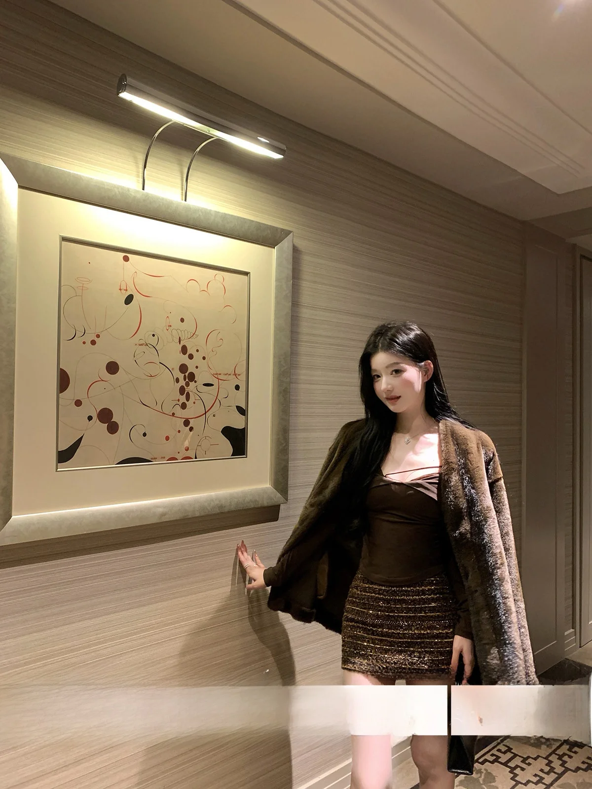 

YOLI Luxury Thickened Winter Coat for Women in Deep Coffee Color Slimming Loose Fashionable Outerwear Premium Quality Fur