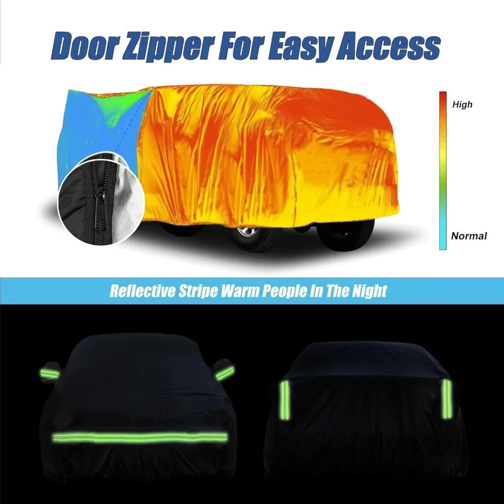 Cubierta de coche personalizada de 6 capas resistente al agua para Hummer H2 SUV 2002-2009, protección para todo tipo de clima en negro