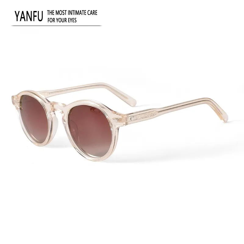 

High Quality Round Transparent Gradient Red Sunglasses Woman Polarized UV400 Protection Lenses, Fashion Glasses Women Eyeglasses