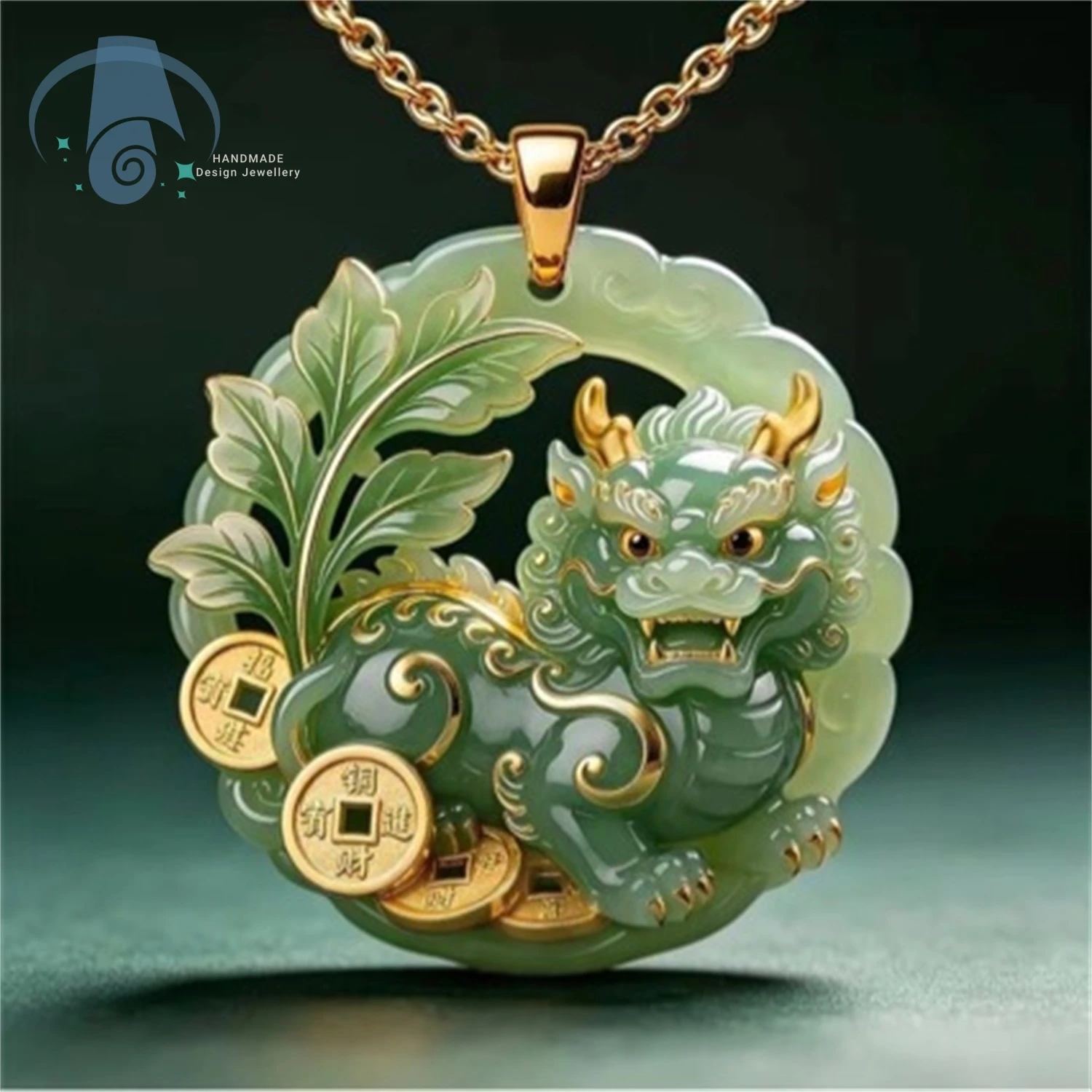 Pixiu Pendant Necklace Enamel Colorful Round Charm Light Luxury Choker Chinese Style Vivid Glossy Finish Jewelry for Women Daily