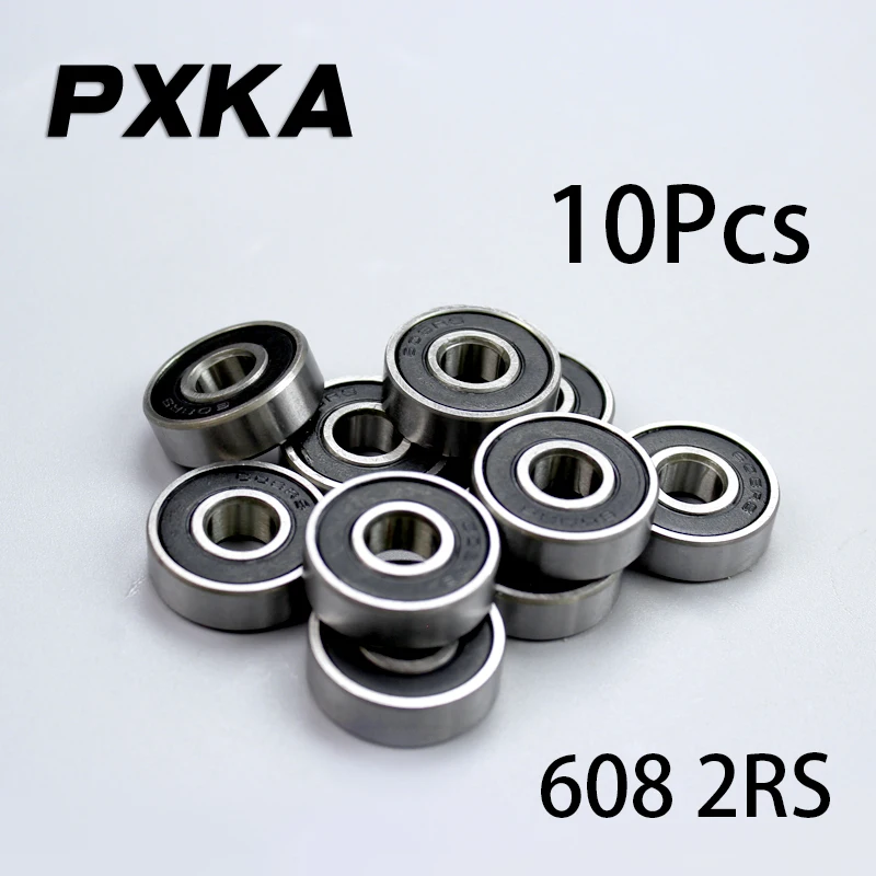 10Pcs/set 608 2RS Ball Bearing ABEC-5 8X22X7 mm Deep Groove Steel Sealed Ball Bearings 608RS Z3V3 608-2RS 608rs Bearing