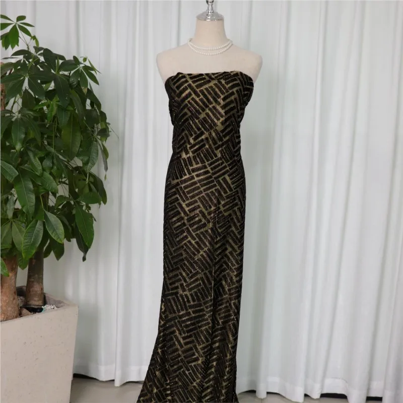 

The fabric of cheongsam and dress is made brocade velvet with golden rotten flowers