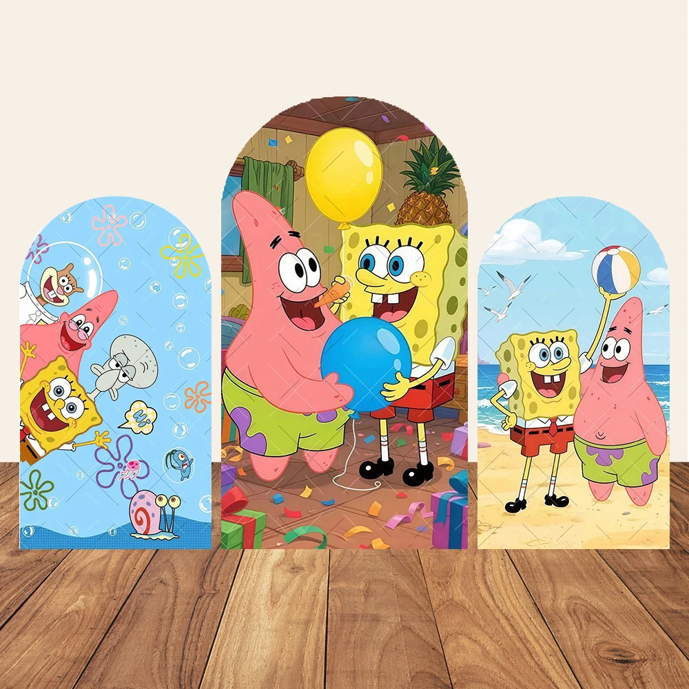 Spongebob Theme Arch Background Cover Children\'s Birthday Party Decoration Props Baby Shower Photo Backdrop Photography Supplies