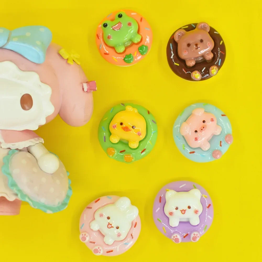 Cartoon Kawaii Animal Donuts New DIY Miniatures Figures Cabochans Flatbacks Resin Charms Supplies Items Material Scrapbook Craft