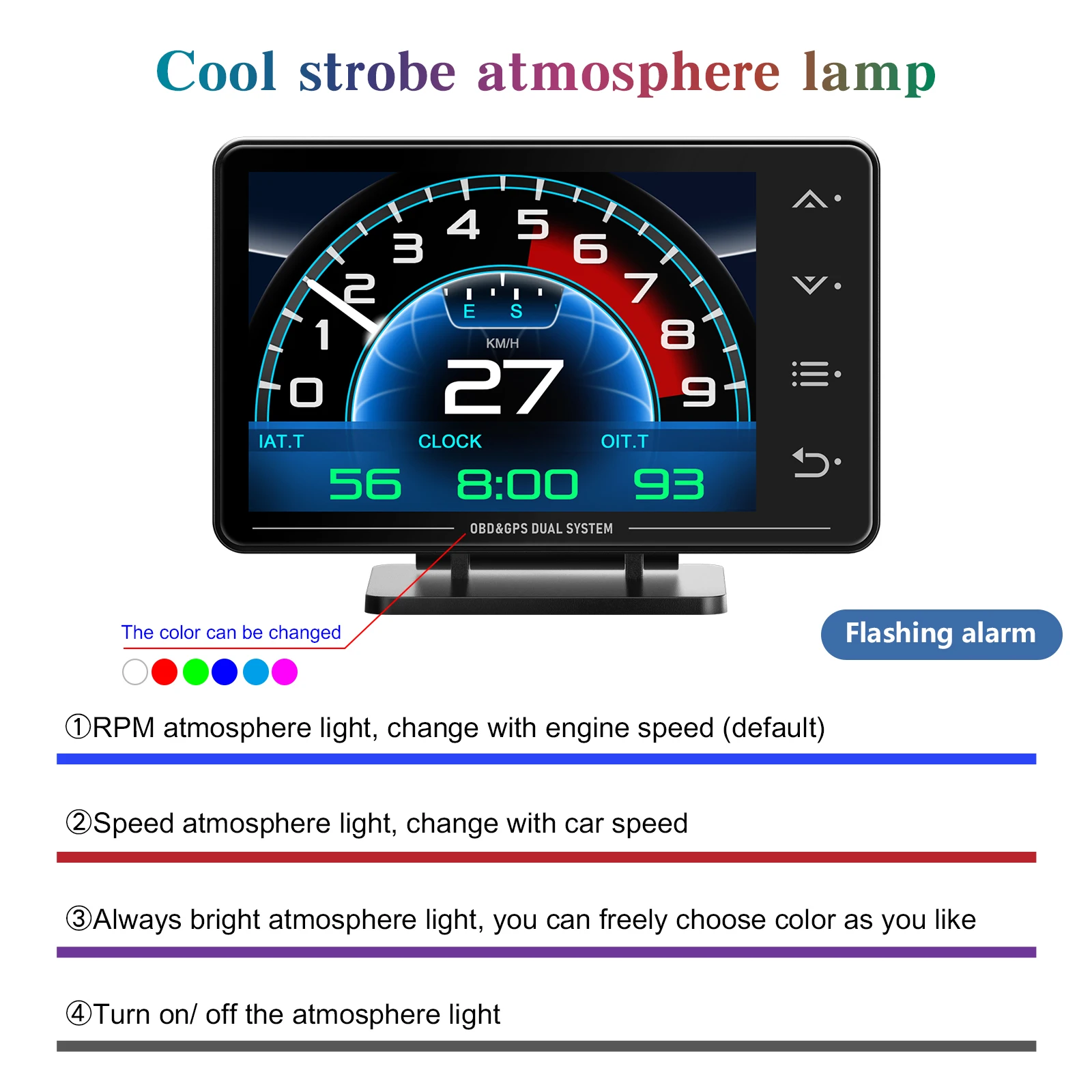 XS Car OBD+GPS Dual System Head Up Display Digital Meter LCD Water Temp Gauge Car New OBD Gauge Multi-function Tacho Speedometer