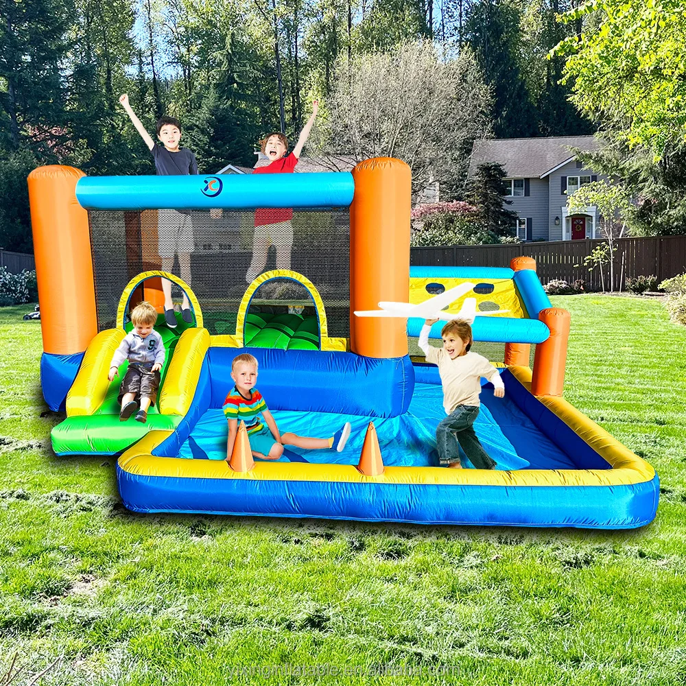 

Bounce House.Наукальный замок с большой площадкой для прыжков и горкой, прочный и очень толстый. Легко установить, включая защитную сетку.