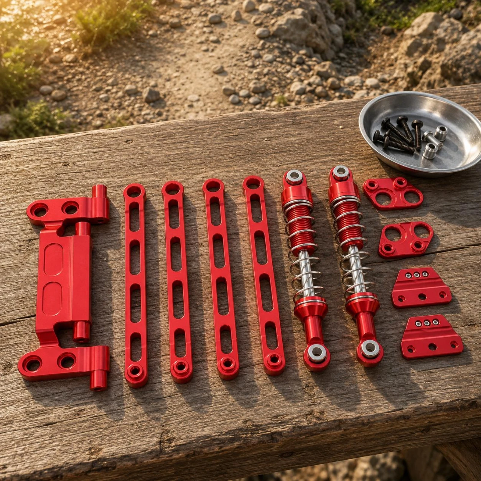 Polished Metal Aluminum Rear Shock Mount CNC Machined Suspension Mount Reinforced Kit Shock Absorber RC for MN300 Tank 300 1 12