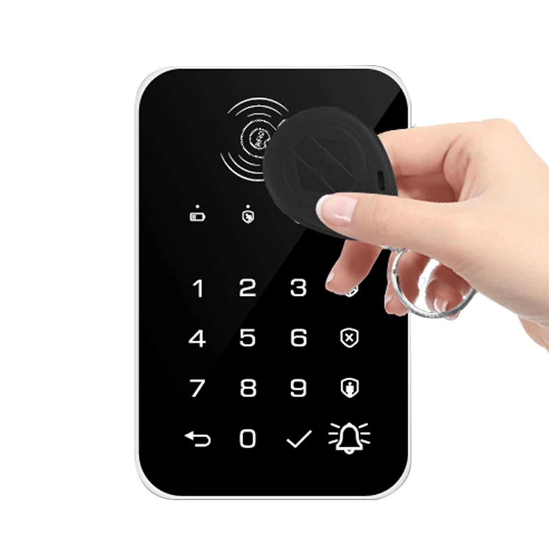 CPVAN 433Mhz Wireless Touch Keyboard with 2pcs RFID card Arm/Disarm Password Keypad For Tuya Smart Home Security Alarm System