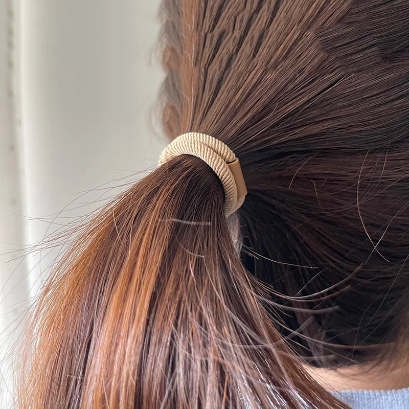 5pcs Brown Color Twill Elastic Rubber Hair Bands Korean Simple Hair Rope Stretch Women Hair Ties Scrunchies Ponytail Holder