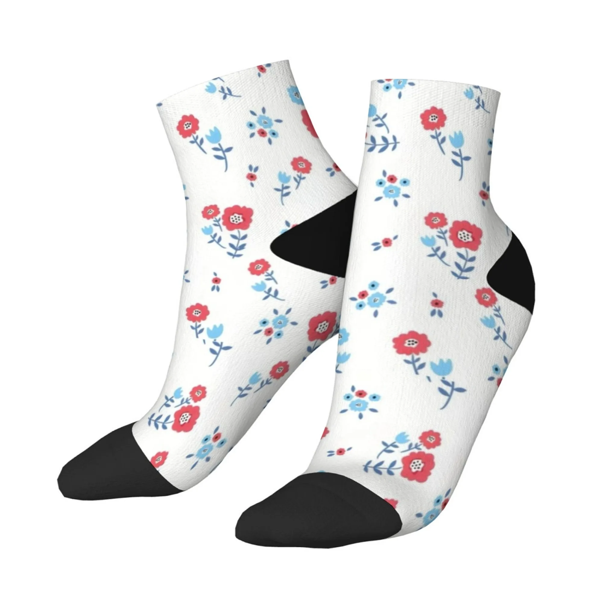 

Короткие носки с цветочным принтом, удобные повседневные носки из смеси полиэстера для женщин и мужчин, унисекс, мягкие дышащие, легкие, модные