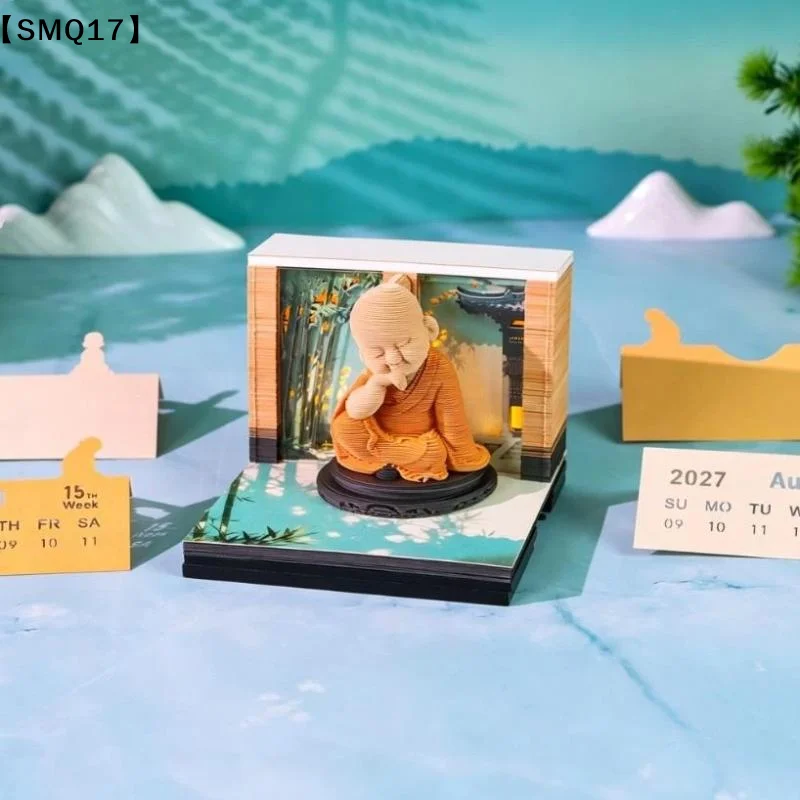 Time Piece Calendar 2027 Desk Calendar With LED Light 3D Tear-away Calendar Paper Carving Art Pad Notepad Desktop Decor【SMQ】