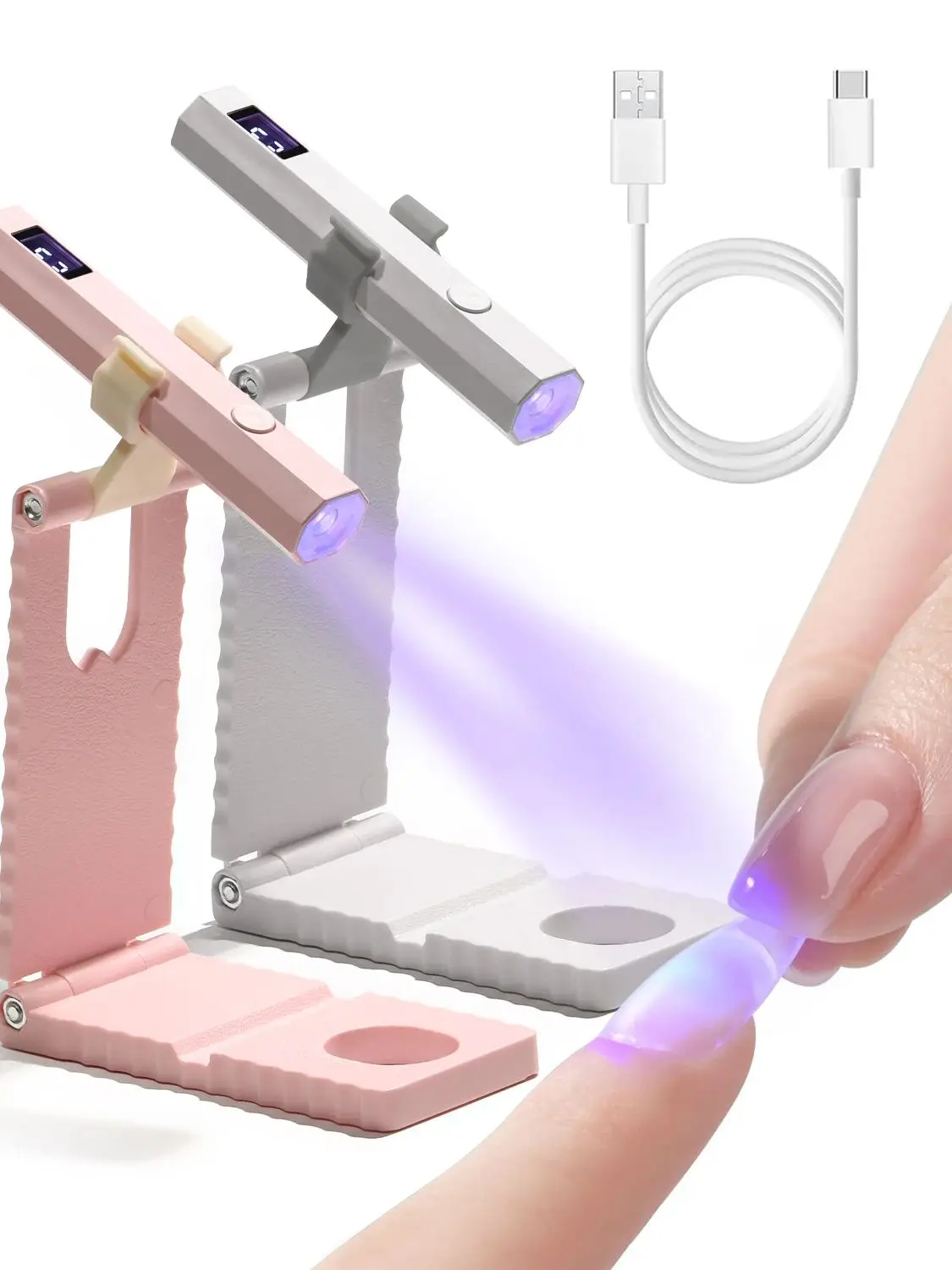 Lampe à ongles sans fil avec support, lumière UV portative avec écran LCD pour ongles en Gel, sèche-ongles USB Rechargeable pour un durcissement rapide