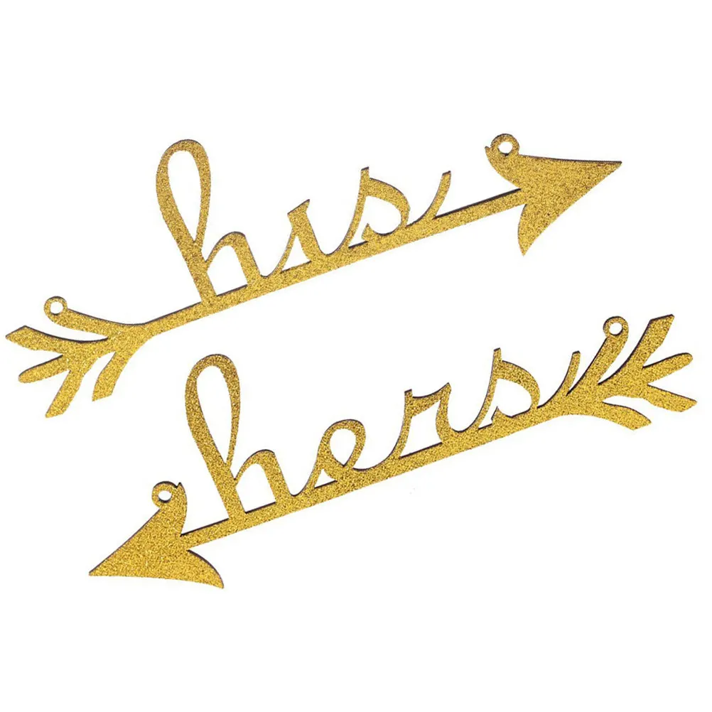 His and Hers Arrow Chair Signs Brown Decorative Rustic Wedding Chair Props Home Decor His and Hers Arrow Home Decor