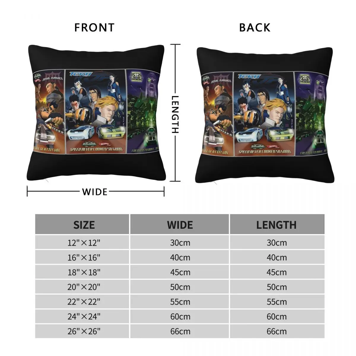 Hot Wheels Acceleracers Teams Square Pillowcase Polyester Linen Velvet Printed Decorative Throw Pillow Case Home Cushion Cover