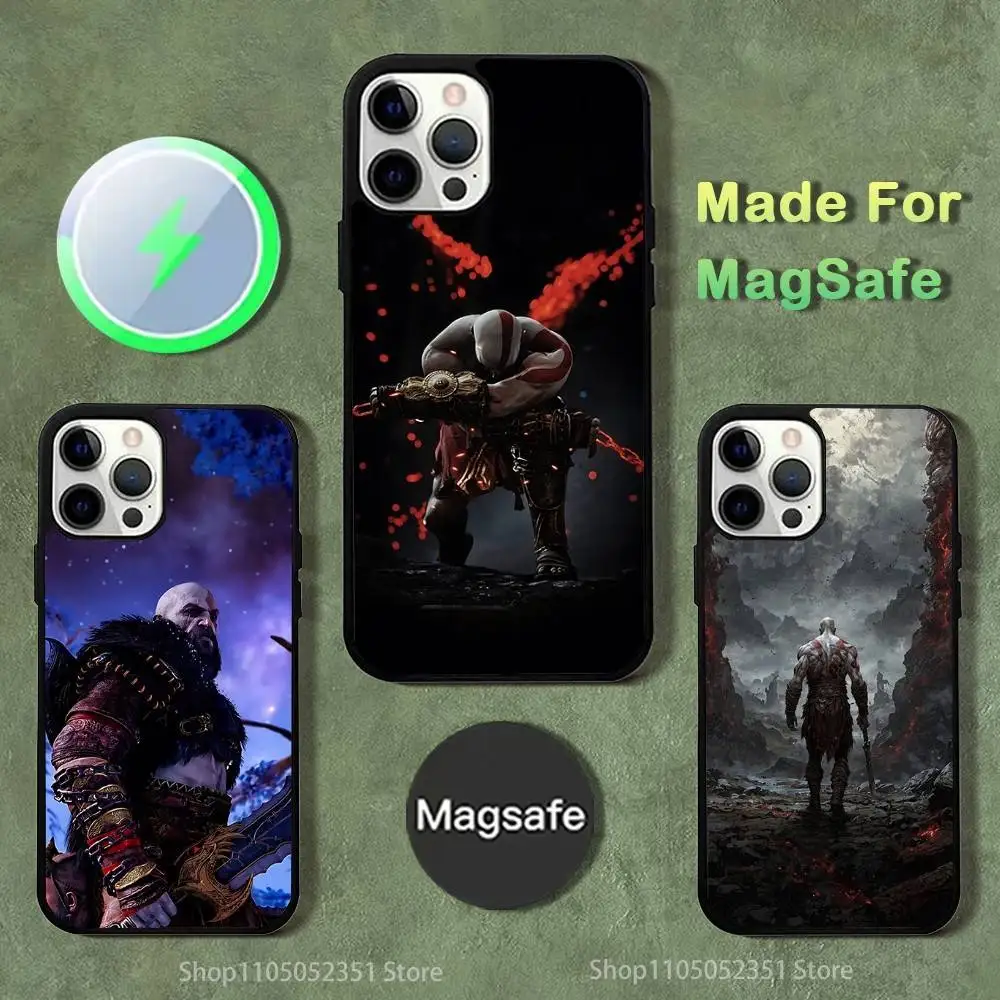 

G-God of W-War Kratos Phone Case For iPhone 16,15,14,13,12,11,Pro,Max,Plus,Mini,SE4,E Magnetic Magsafe Wireless Charging