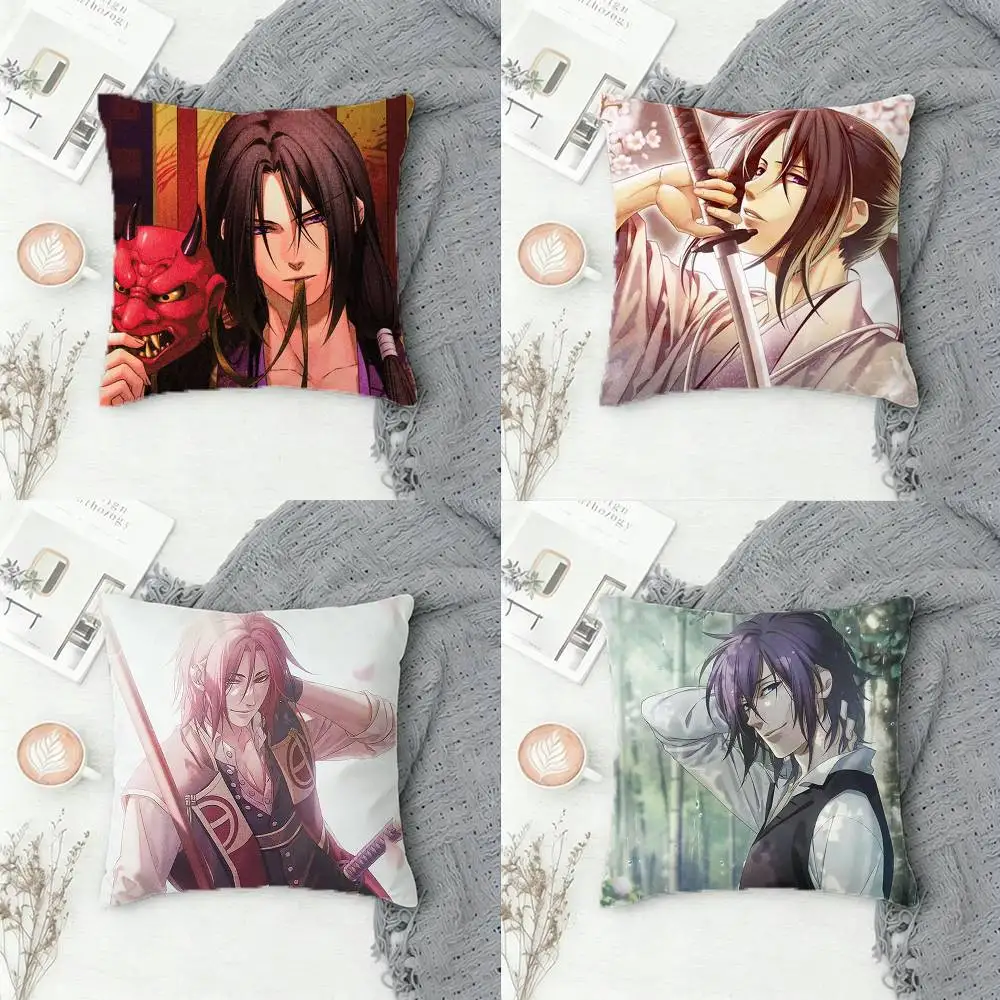 

H-Hakuouki-i Double-sided Printed Square Pillow Cover Decorative Cushion Cover for Sofa Bedroom Bedside