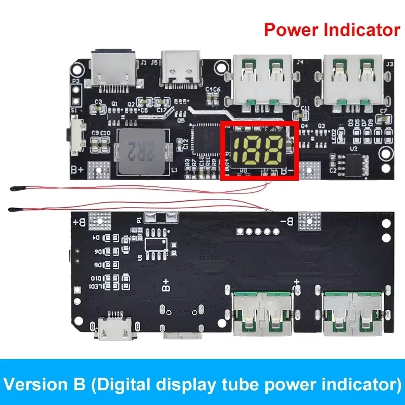 

DIYTZT QC4.0 QC3.0 LED Dual USB 5V 4.5A 22.5W Micro/Type-C USB Mobile Power Bank 18650 Charging Module Temperature Protection