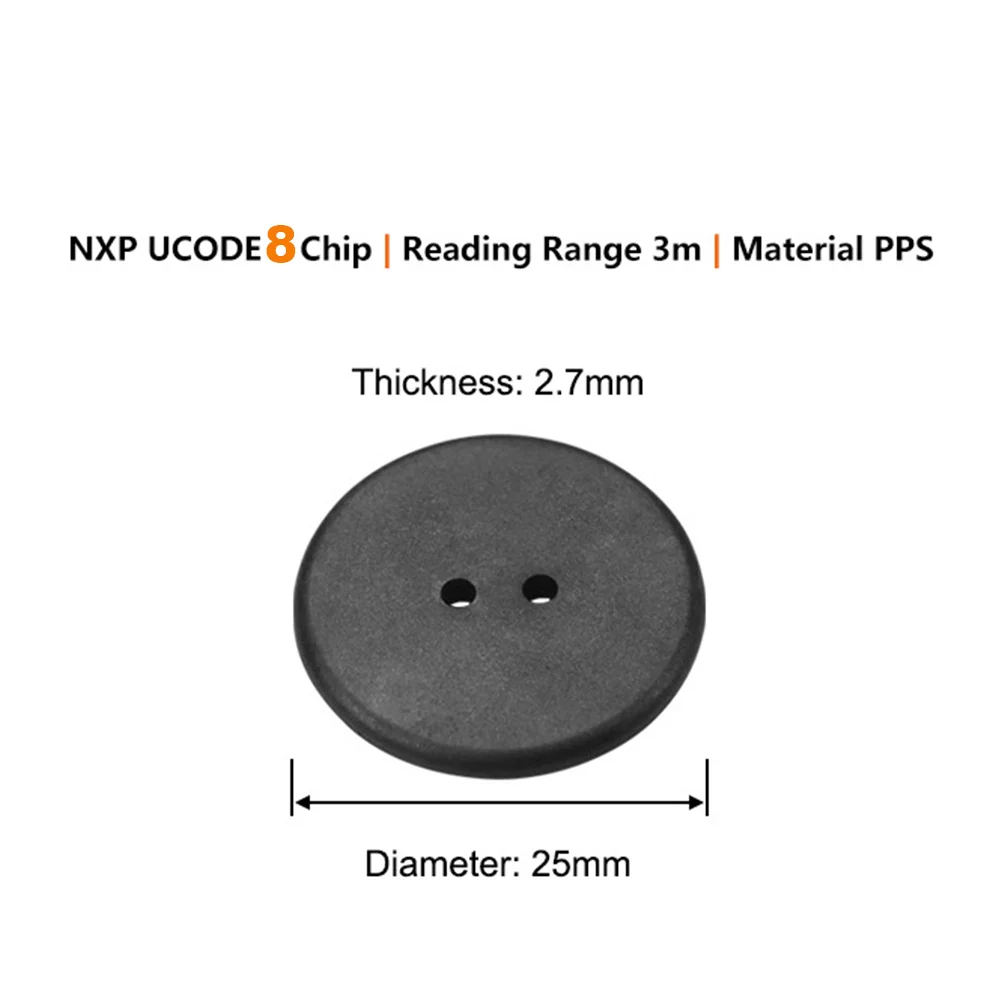 1pc Dimensioni alternative Moneta rotonda Super dura Resistente all'usura Identificazione RFID ad alta frequenza Etichetta butonica elettronica lavabile