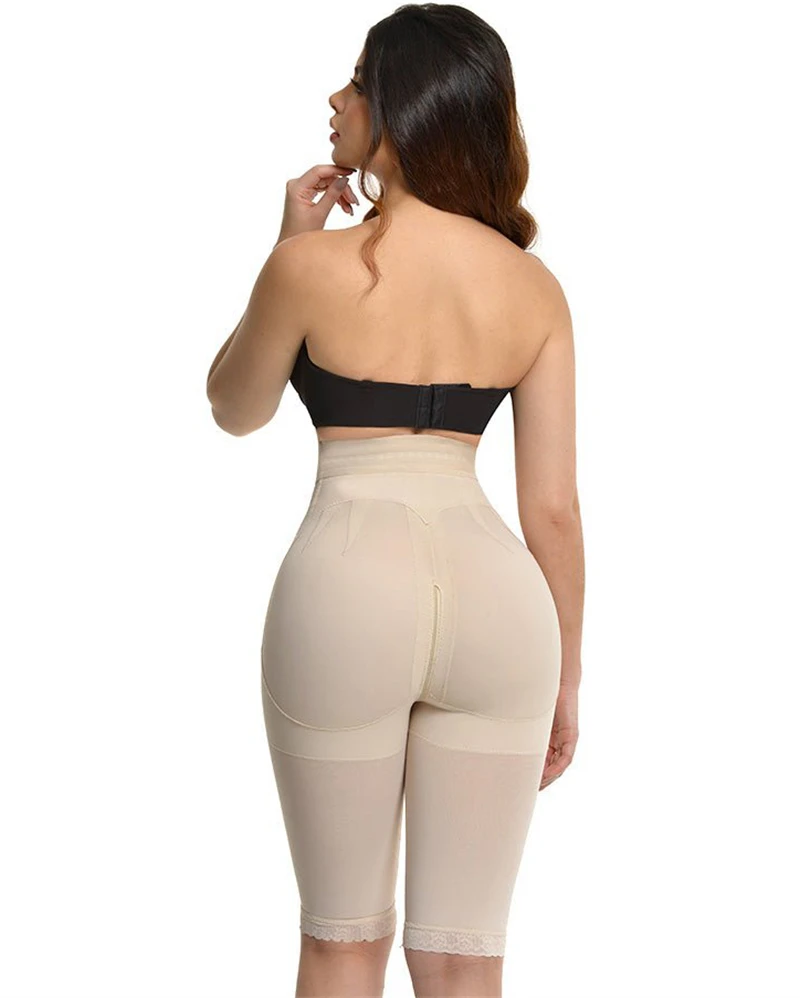 Slim High Waist Flat Belly Panties Fajas Compression Knee length Shorts Butt Lifter Shapewear BBL Hourglass Waist Trainer Shaper