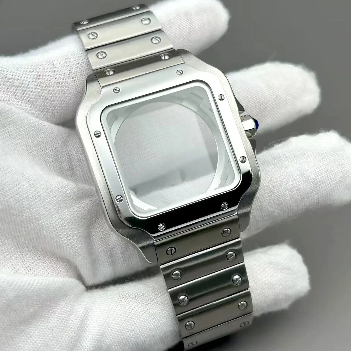 

38mm NH35 Square Case Stainless Steel for Santos Modification Parts NH35/NH36 Movements 27mm dial High Quality watch Accessories