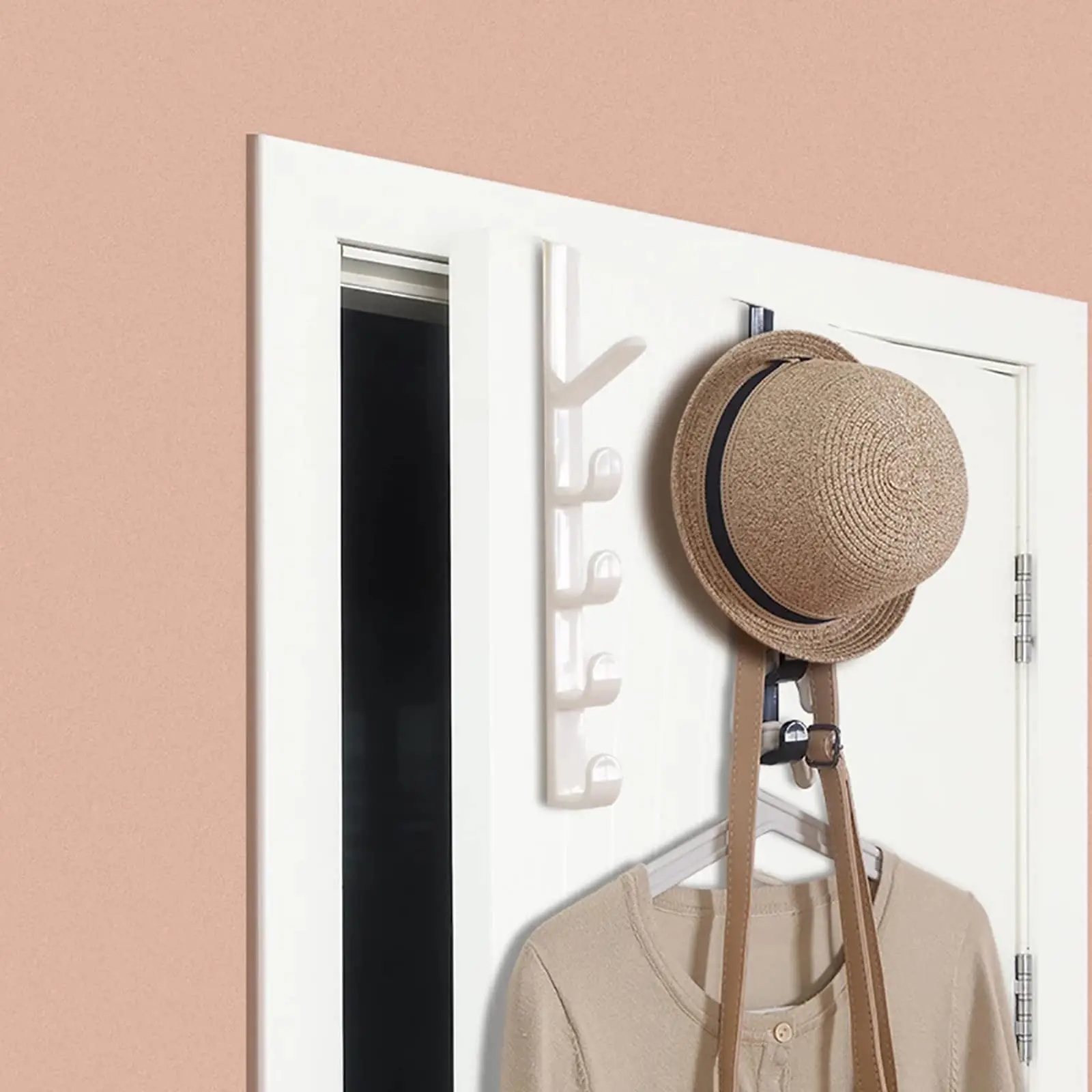 1pc Long Row Of Hooks Behind The Door, Bag Rack Ins Dormitory Storage Hanger, Wall-mounted Storage Rack, Hat Organizer image 6