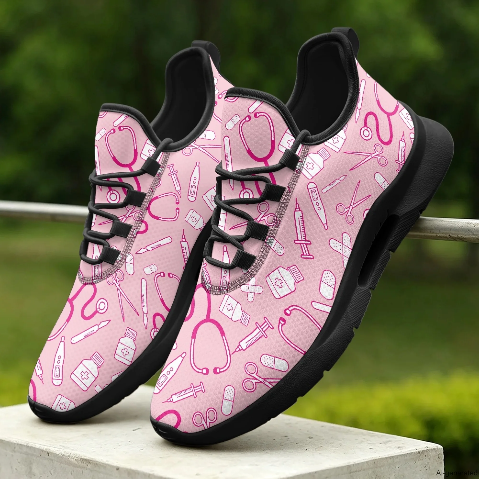 XIXIRIMIDO Lace-up Casual Shoes Men's Sneakers Breathable Mesh Walking Shoes Medical Pattern Women's Fashion Shoes 35-48
