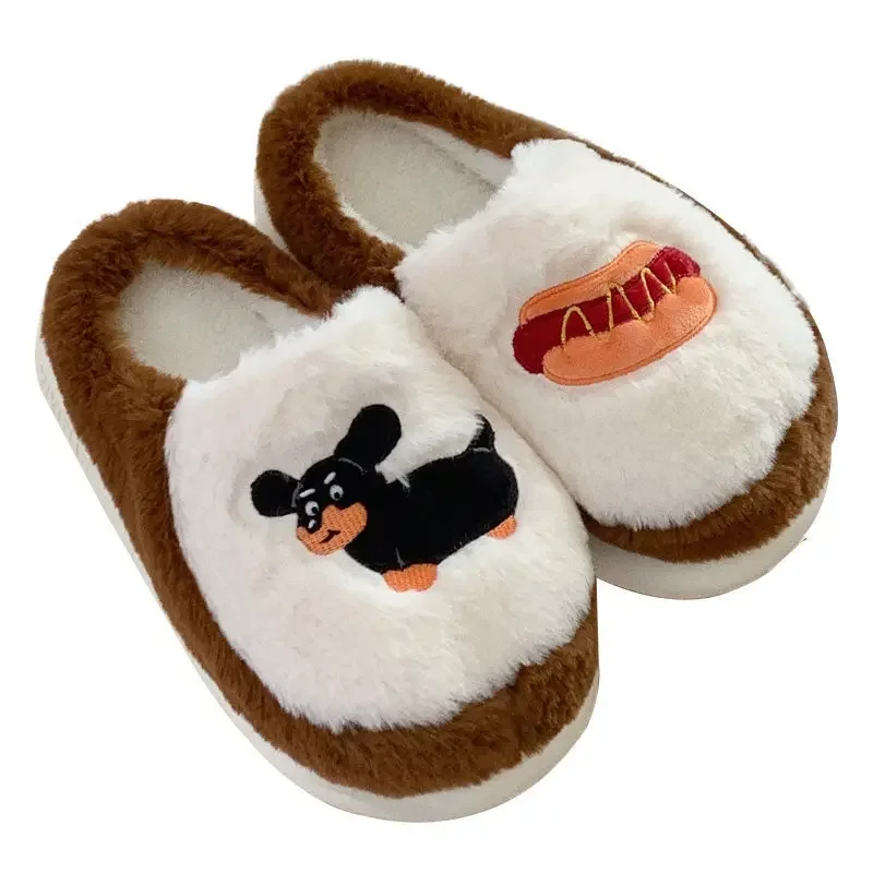 Winter Women's Slippers Cartoon Cute dog Indoor Warm Non-slip Soft Sole Good Breathable Homeshoes Fashion Causal Cotton Shoes