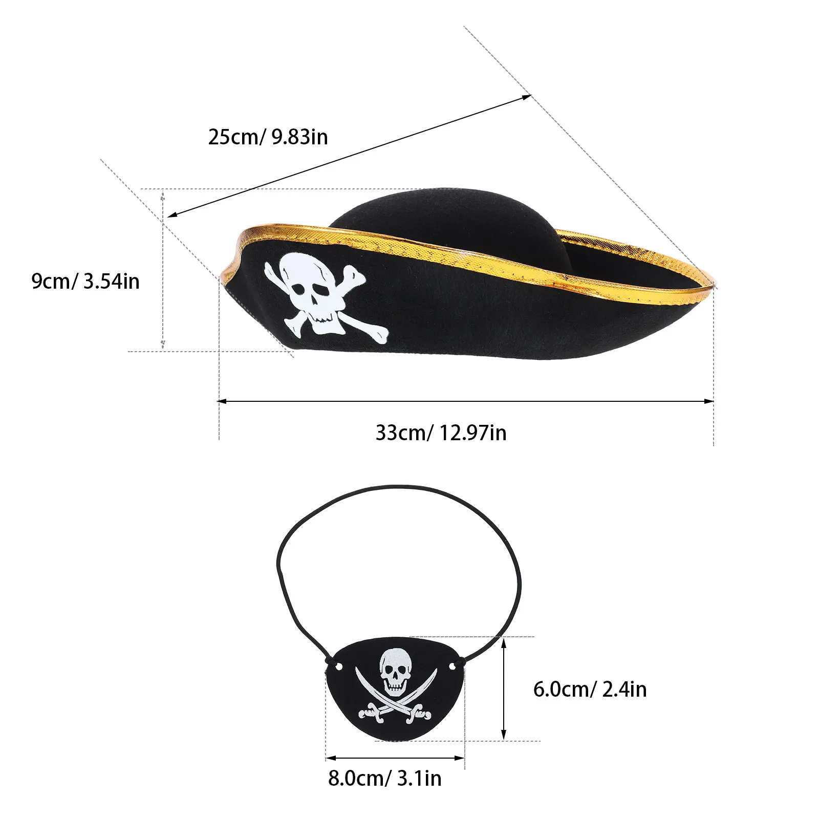 

2 Pcs Eye Mask Set Pirate Hat Party Decorations Costume Dress up Hats Eyepatch Masquerade Accessories Halloween Cosplay