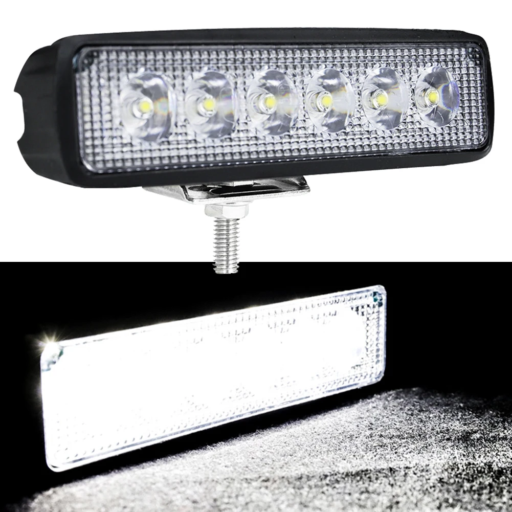 1pcs 18W Car LED Work Light Waterproof Strip Shape Light Bar 6500K Flood Spot White Light For Motorcycle Car Truck Boat