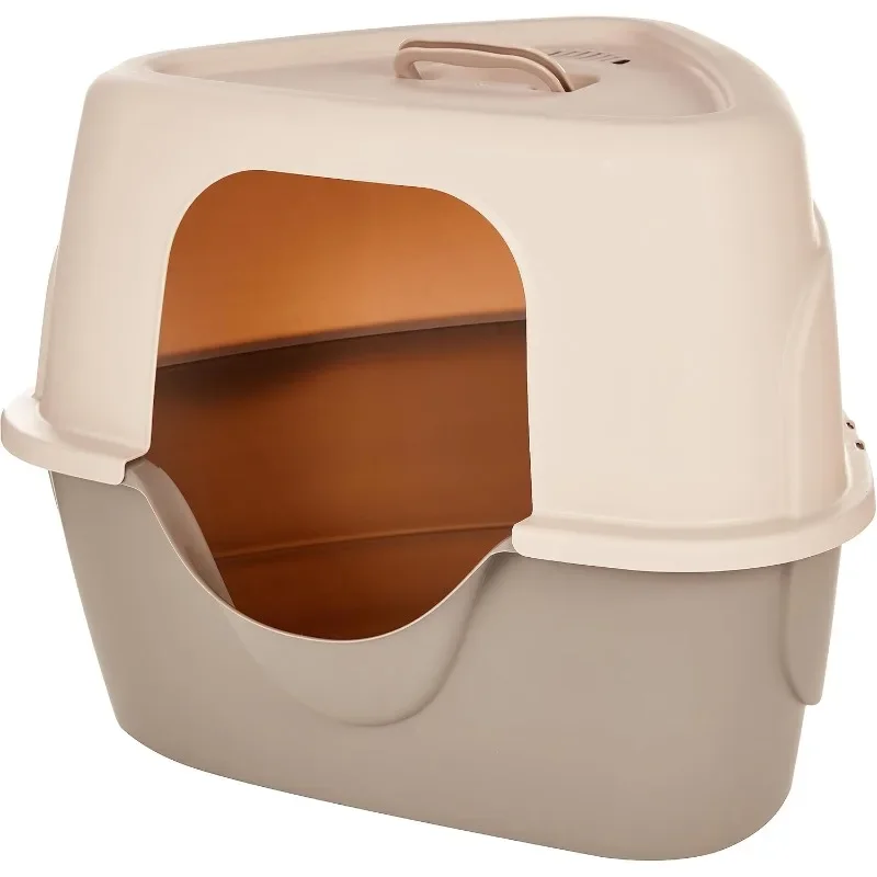 

No-Mess Hooded Corner Easy Clean Cat Litter Box, Triangle, Charcoal, 26 in x 20 in x 23 in