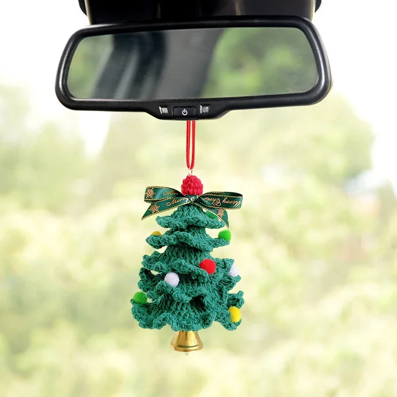 Christmas Tree Car Hanging Ornaments Handwoven Tree Pendant Car Decoration Car Ornament Rear View Mirror Hanging Accessories