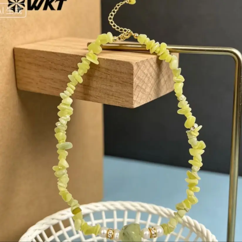 WT-N1484 WKT Newst Coming Retro Gemstone Necklace With 18k Gold Plated For Friends Special Jewelry Decoration