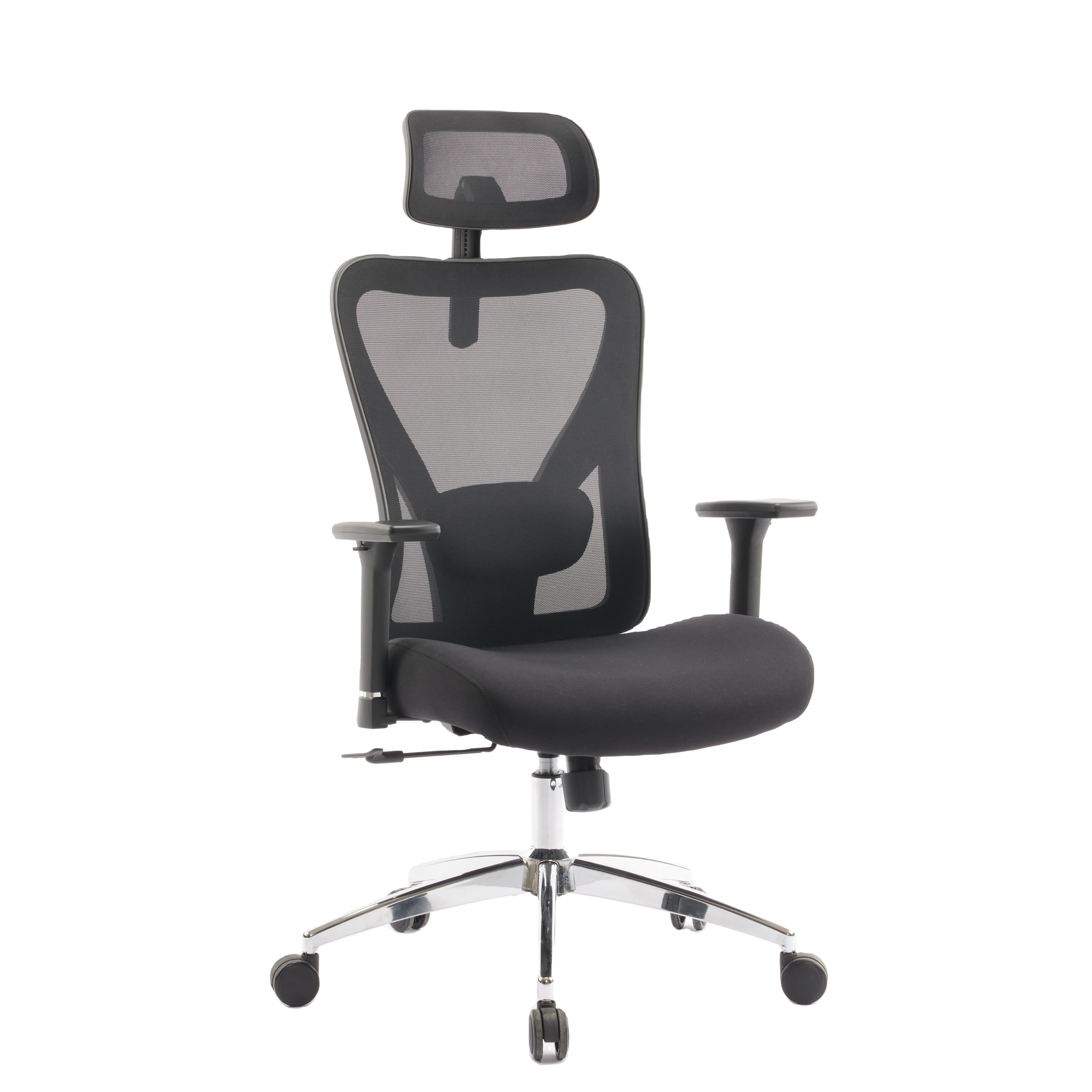 Ergonomic High-Back Swivel Office Chair Mesh Fabric Chrome Leg with Revolving and Adjustment Features-Made of PU Metal Iron