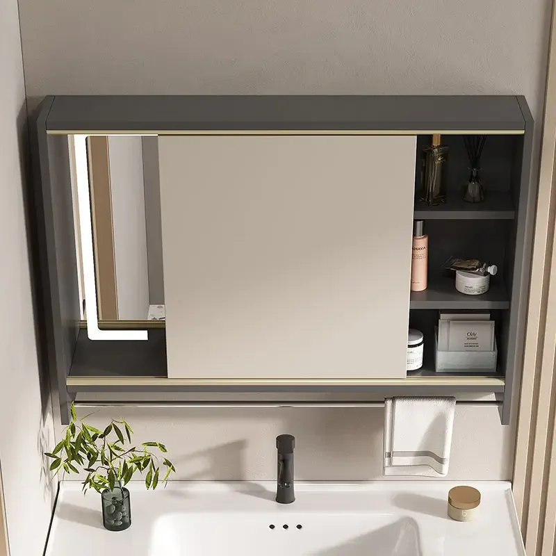 Hidden invisible combination smart bathroom push-pull wall-mounted mirror cabinet feng shui mirror cabinet bathroom cabinet