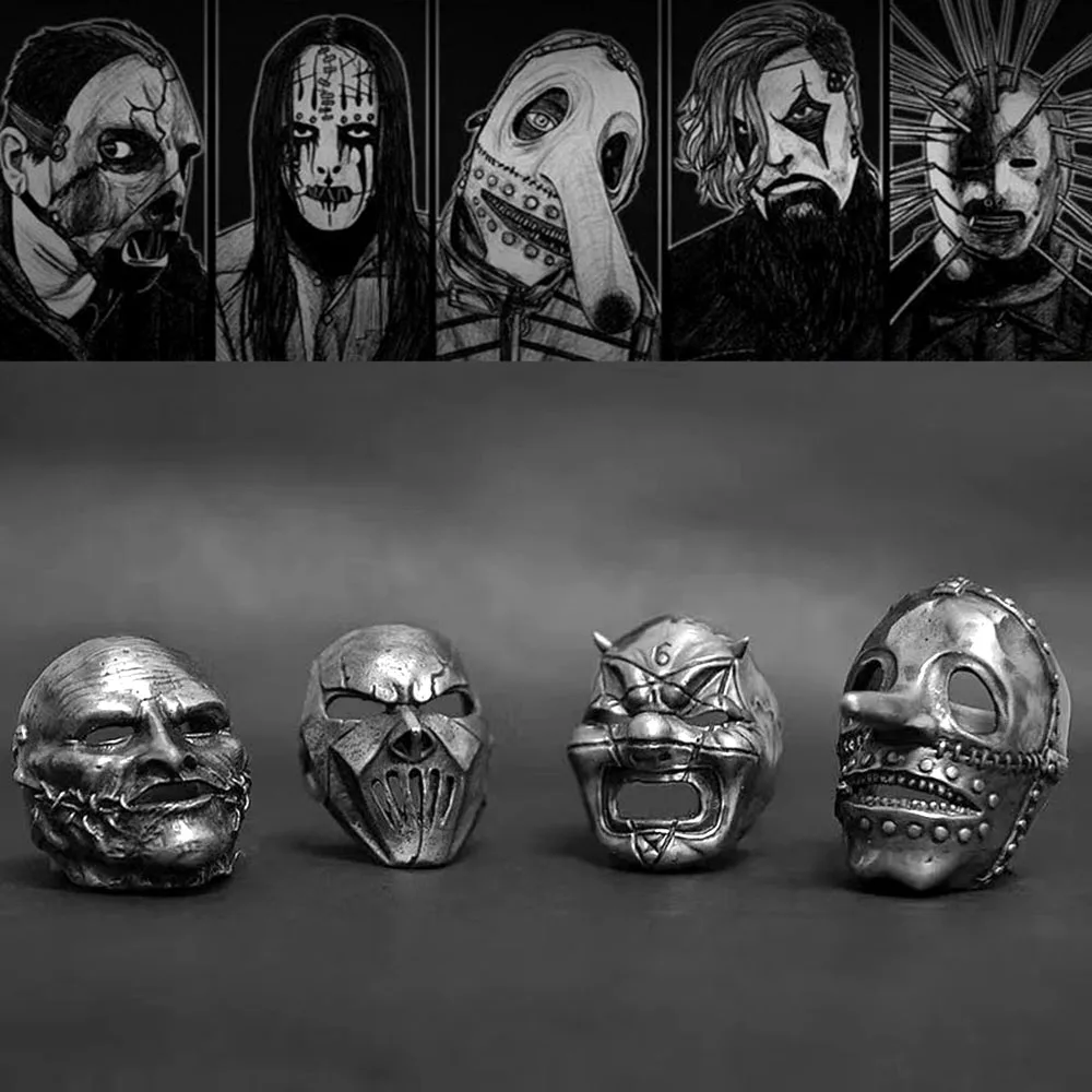 2023 Men's Flowers Skull Mask Ring Gothic 316L Stainless Steel Anel Motorcycle Band jewellery Party Halloween Gift free shipping