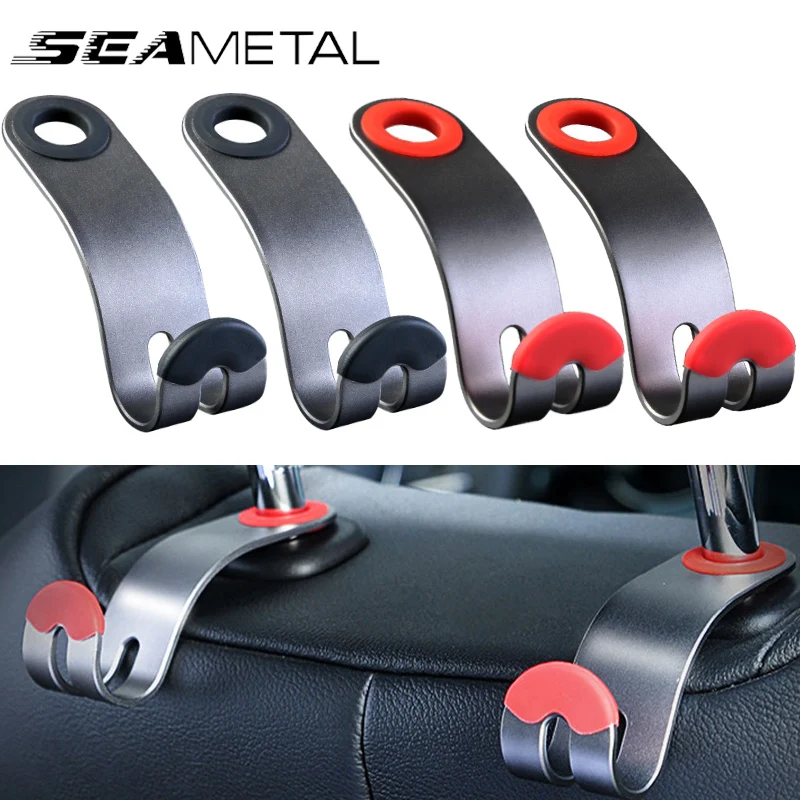 SEAMETAL Car Hook Seat Back Hanging Hooks Universal Auto Headrest Storage Hook For Back Seats Organizer Alloy Hook Accessories