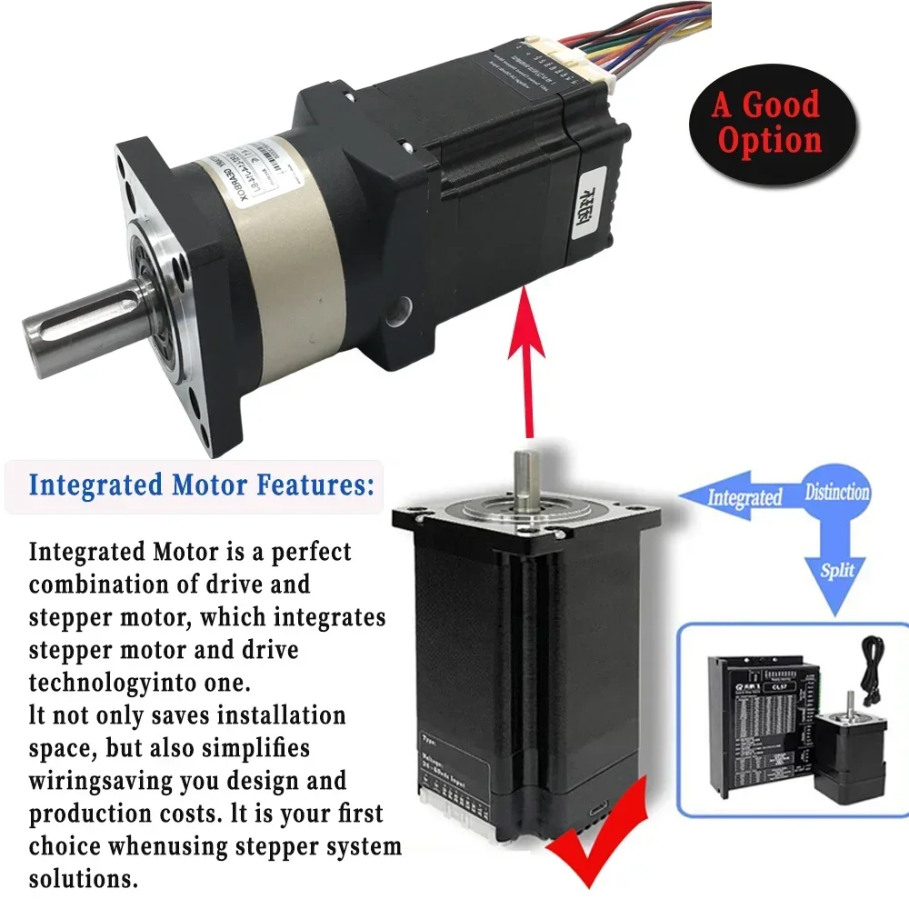 Planetary Gearbox Reducer Ratio  5 10 20 50 100:1 6.35/8mm Input Nema23 57mm Closed-loop  Integrated Stepper Motor Drive 3000rpm