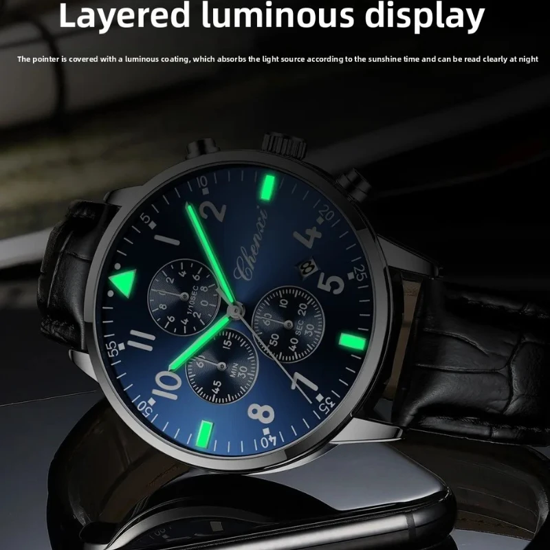 CHENXI CX-937 Men's Quartz Watch 40mm Stainless Steel Chronograph