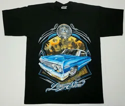 NEW LOWRIDER Low & Slow T-shirt Let's Cruise Urban Streetwear Men's Tee Black