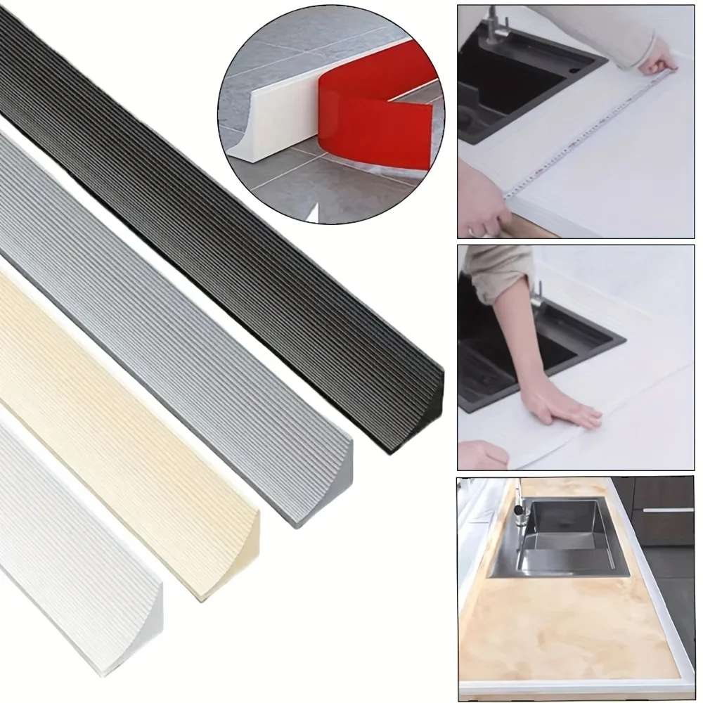 1pc 39.37in Self-adhesive Kitchen Splash Guard, Easy To Install Bathroom Water Blocking Strip,suitable for Sinks and Countertops view 5
