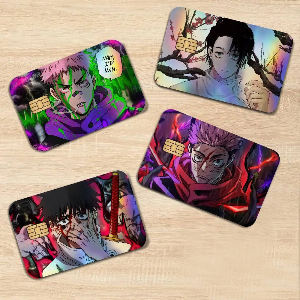 J-Jujutsu K-kaisen Anime Rainbow Laser Bank Card Stickers Self Adhesive Waterproof Daily Ornament