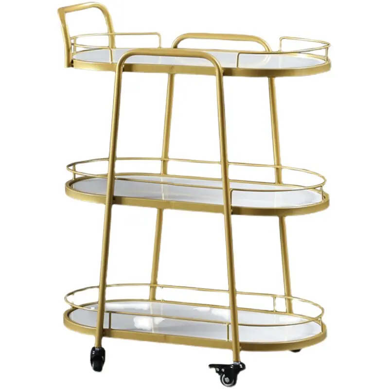 Nordic mobile dining car Hotel commercial food delivery truck Tea cart Double-layer three-layer wine cart Small Cake household