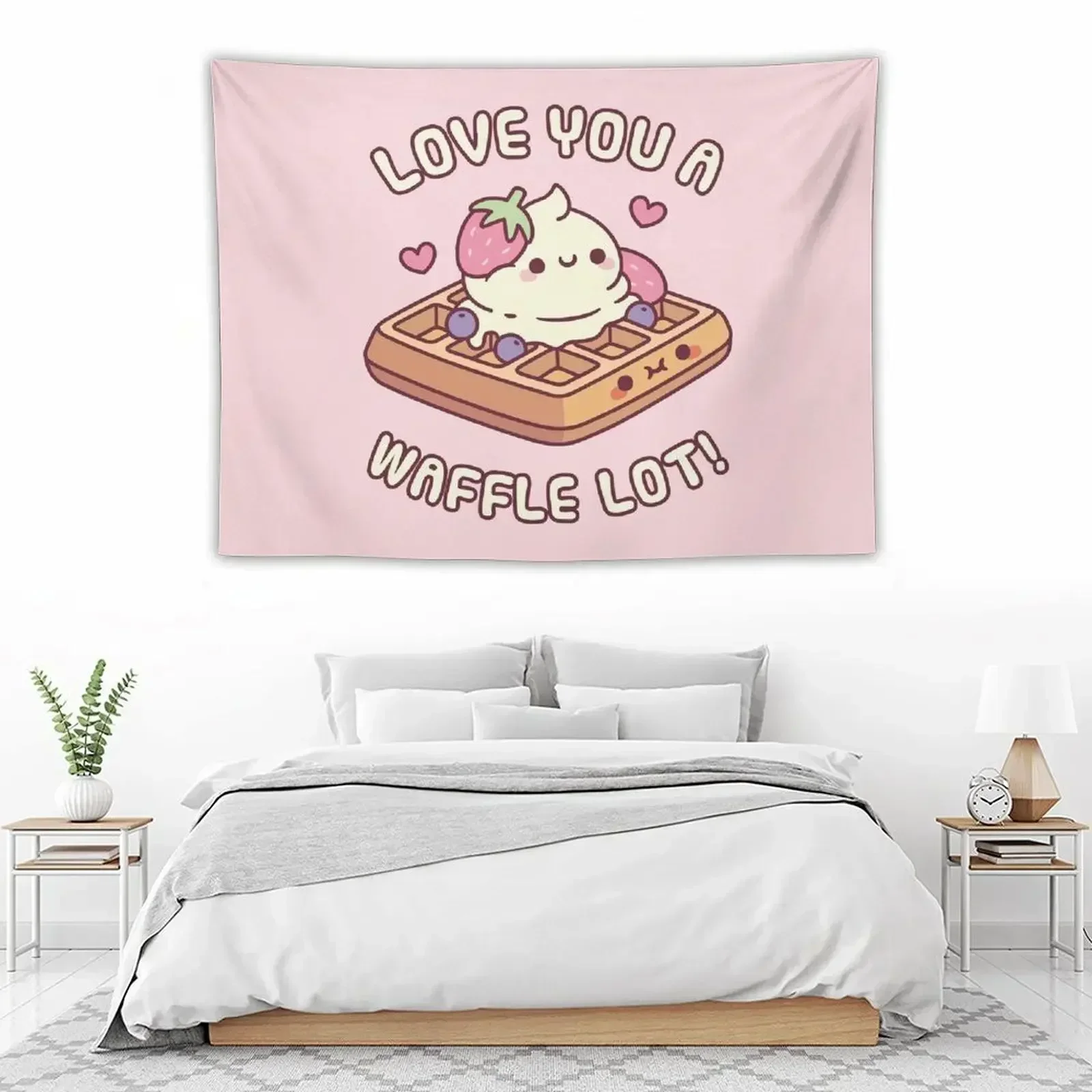 

Cute Waffle And Ice Cream Love You A Waffle Lot Pun Tapestry Decorative Wall Mural Room Decor Tapestry