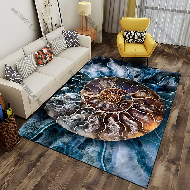 Alfombra en espiral con diseño de fósil de simetría natural, para yoga, decoración de sala de estar, alfombra de gateo para niños, alfombra de entrada, alfombra de área, alfombra de juegos
