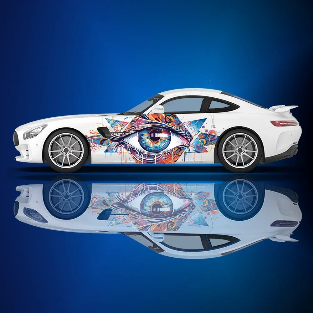 

Fantasy Blue Purple Eyes Flower Car Vinyl Wraps Decal PVC Anti Scratch Sticker Suitable for Trucks SUV Decor Auto Accessories