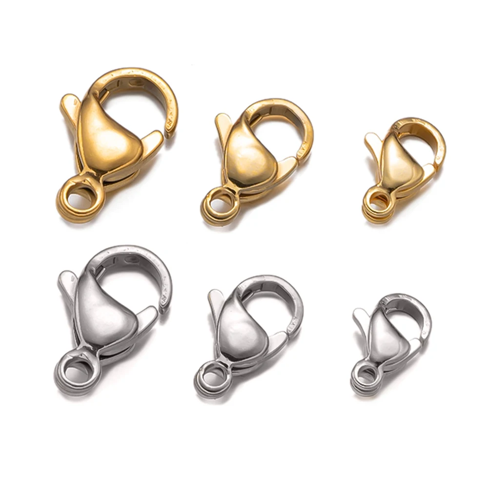 20Pcs Stainless Steel 9/10/11/12/13mm Lobster Clasp Hooks for DIY Necklaces Bracelets Chains Jewelry Making Finding Supplies