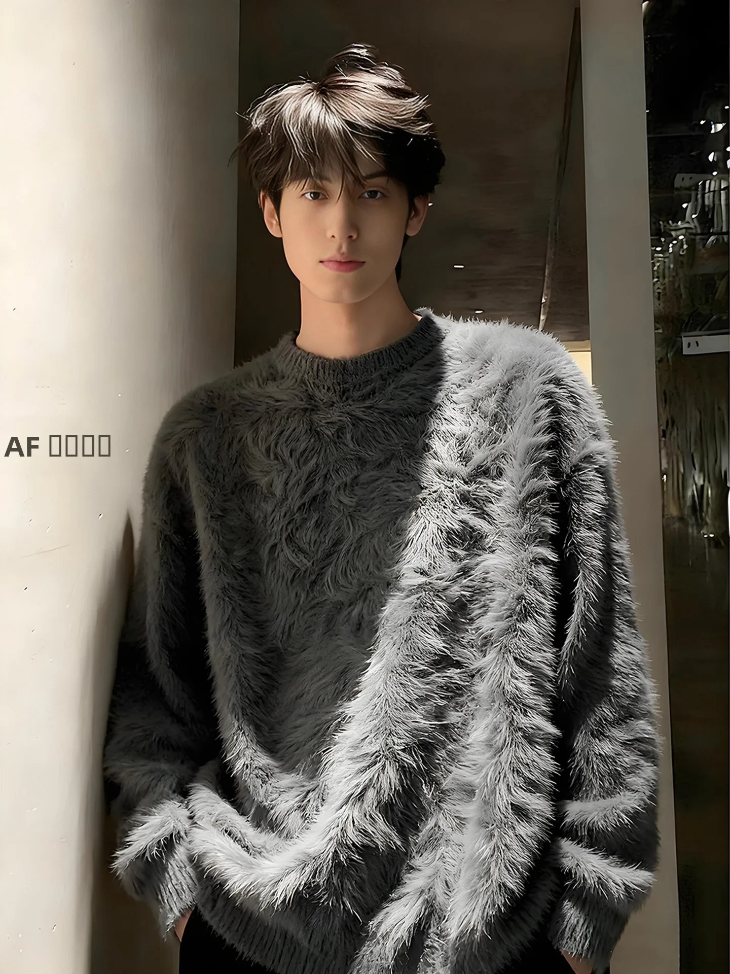 

Мужской вязаный свитер из мягкого плюша с глубоким V-образным вырезом, теплый зимний, с круглым вырезом, для ношения под одеждой или как повседневная верхняя одежда