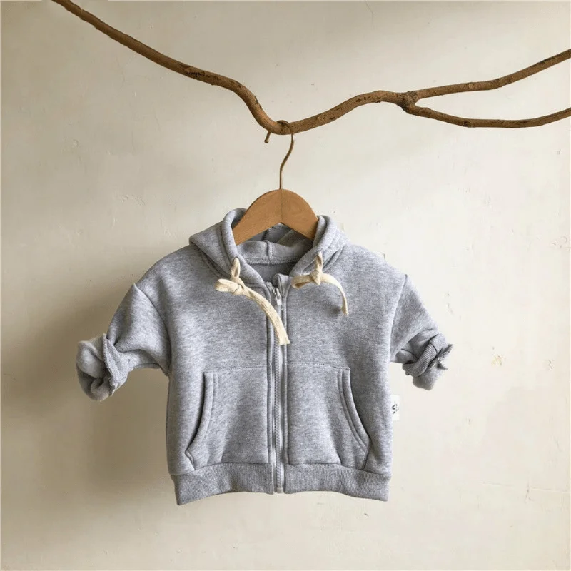 Fashion Baby Boy Girl Cotton Zipper Hoodie Infant Toddler Child Soild Coat Long Sleeve Spring Autumn Jacket Baby Clothes 1-5Y