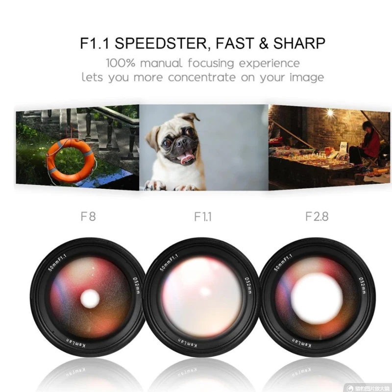 Kamlan Ống Kính 50Mm F1.1 APS-C Khẩu Độ Lớn Lấy Nét Bằng Tay Ống Kính Cho Máy Canon EOS-M NEX Fuji X M4/3 camera Lens Hood